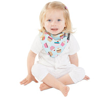 Load image into Gallery viewer, The fashion banana wonder bib is ideal for babies who drool. This fashionable, reversible bib has three layers. A high-quality print, a PU waterproof layer and a very absorbent 100% cotton towelling layer. The close-fitting neck means there are no leaks. The bright colours and patterns are appealing to both parents and infants. This bandana wonder bib is the perfect baby shower or newborn gift. SIZE: 4mths - 3 years