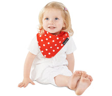 Load image into Gallery viewer, The fashion banana wonder bib is ideal for babies who drool. This fashionable, reversible bib has three layers. A high-quality print, a PU waterproof layer and a very absorbent 100% cotton towelling layer. The close-fitting neck means there are no leaks. The bright colours and patterns are appealing to both parents and infants. This bandana wonder bib is the perfect baby shower or newborn gift. SIZE: 4mths - 3 years