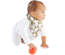 Load image into Gallery viewer, The fashion banana wonder bib is ideal for babies who drool. This fashionable, reversible bib has three layers. A high-quality print, a PU waterproof layer and a very absorbent 100% cotton towelling layer. The close-fitting neck means there are no leaks. The bright colours and patterns are appealing to both parents and infants. This bandana wonder bib is the perfect baby shower or newborn gift. SIZE: 4mths - 3 years
