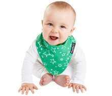 Load image into Gallery viewer, The fashion banana wonder bib is ideal for babies who drool. This fashionable, reversible bib has three layers. A high-quality print, a PU waterproof layer and a very absorbent 100% cotton towelling layer. The close-fitting neck means there are no leaks. The bright colours and patterns are appealing to both parents and infants. This bandana wonder bib is the perfect baby shower or newborn gift. SIZE: 4mths - 3 years